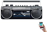 auvisio Kassettenrecorder: Retro-Boombox mit Kassetten-Player, Radio, USB,...