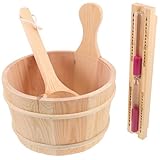 NIYANGLE Sauna Eimer und Schöpfkelle Satz 4 Liter Holz Wassereimer mit...