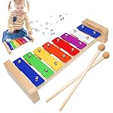 Foway Holz-Xylophon,Percussion-Musikinstrument - Buntes Xylophon mit 8...