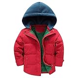 linboo Winterjacke Jungen Daunenjacke mit Abnehmbarer Samt Gestrickt Kapuze...