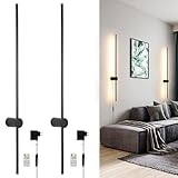 2er-Set LED Steckdosen-Wandleuchte mit Stecke Schwarz mit Fernbedienung,...