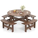 COSTWAY Picknicktisch Set für 8 Personen, Gartentisch aus Holz mit...