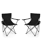 BigDean 2X Faltstuhl SCHWARZ Campingstuhl Anglerstuhl mit Getränkehalter &...