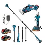Teleskop Heckenschere Akku mit 2 x 2000mAh Batterien, Handliche Grasschere...