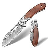 SPITZKANTE Taschenmesser Damast, 42a-konformes Zweihandmesser aus 67 Lagen...