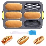 Wrtysully Silikon-Backform, Hot-Dog-Brötchen-Backform mit Ölpinsel,...