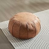Louis Donné Unstuffed Runde Pouf Ottoman, Supersoft Handgefertigte Faux...