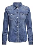 ONLY Damen Jeans-Bluse Jeanshemd ONLAlexa Damenbluse in Denim-Optik...
