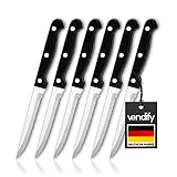 vendify® Steakmesser 6er-Set - Pizzamesser Spülmaschinenfest aus...