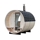 HOME DELUXE Fasssauna mit Holzofen LAGOM DELUXE - Maße: ca. 210 cm x 240...