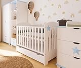 ZEEBRA - Babybett Kinderbett, 2w1 Bett Star - mit Schublade auf...