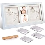 Baby Handabdruck und Fußabdruck,McNory Baby Holz Bilderrahmen 4 in1 mit...