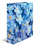 HERMA Ordner A4 Blaue Blumen, 7 cm breit, Kinder Ringordner mit Pflanzen...