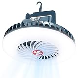 PlayDen LED Campinglampe mit Ventilator USB-aufladbar, 2-in-1 Camping...