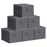 SONGMICS Aufbewahrungsbox mit Deckel, 6er Set, faltbare Stoffbox mit...