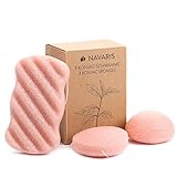 Navaris 3x Konjac Schwamm aus rosa Tonerde - Set 3 Stk. Gesichtsschwamm...