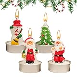 Soja-Kerzen, Weihnachtsduft, Set mit 4 Weihnachtsduftkerzen, Schneemann,...