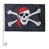 AZ FLAG - Autofahne Pirat Rotes Kopftuch - 45x30 cm - Piraten Totenkopf...