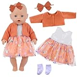 Baby Puppen Kleidung für 14-18 Zoll Babypuppen, 4 Stück Orange Farbe...