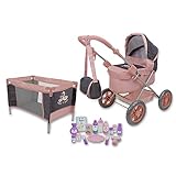 509 Crew Little Swan Puppenkinderwagen, 18-teiliges Kombi-Spiel-Set, ab 3...