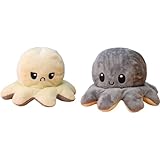 KUNSTIFY XXL Oktopus Plüsch wenden Kuscheltier 30cm Grau Weiß