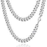 Zinvefa Halskette Herren Silberkette, 3/5/7/9mm Edelstahl Panzerkette Kette...