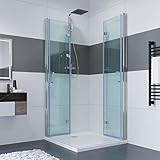 IMPTS 90 x 90 x 195 cm Duschkabine Eckeinstieg Doppel Falttüren...