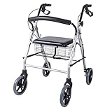 RIDDER Rollator Eco, schwarz | höhenverstellbar | mit Ablagekorb | mit...