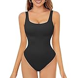 FXTYK Ribbed Bodysuit Shapewear Damen Body Stark Formend Bauchweg Body...