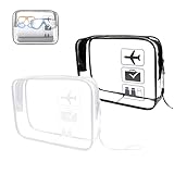 KAHOUI 2 Stück Kulturbeutel Transparent, PVC Kosmetiktasche Durchsichtig,...