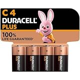 Duracell Plus C Batterien, LR14, 4 Stück, Duracell Batterien C für...