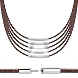 YUZHEDM 5 Stück Lederband für Ketten Braun mit Kupferschnalle...