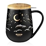 ecooe Teetasse mit Deckel und Sieb - 600 ml Keramik Tee Tasse Große...