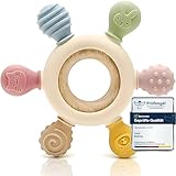 CAJA Beißring Baby BPA freie Zahnungshilfe und Beißspielzeug aus Silikon...