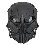 Taktische Airsoft Maske, Grau Lens Full Face Skull Paintball Schutzmaske...