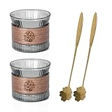 Espressotassen Set 170 ml mit Edelstahl Löffel (Gold) - Hochwertige...