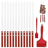AROMUJOY Flache Schaschlikspieße Edelstahl, 12 Stück 40 cm Adana Spieße...