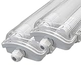 LUXULA 2er Pack LED Feuchtraumleuchte mit 2x18W LED-Röhren T8-120cm -...
