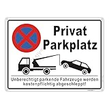 Schild Privatparkplatz Parken Verboten Aluminium Reflektierend 40x30 cm,...