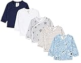 TupTam Baby Jungen Langarm Wickelshirt Baumwolle 5er Set, Farbe: Mehrfarbig...