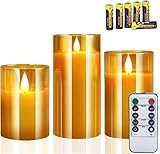 CREASHINE LED Kerzen Flammenlose Kerze 3 Set Flackernde Flamme mit...