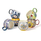 HENXFEN LEAD Cappuccinotassen Set, 600ml Kaffeetassen aus Porzellan mit...