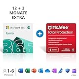 Microsoft 365 Family 12+3 Monate Abonnement | 6 Nutzer | Mehrere PCs/Macs,...