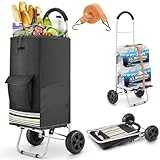 Einkaufstrolley, Klappbarer bis 50kg Einkaufswagen Wasserdichter 75L...