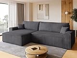 BROMARKT Sofa mit Schlaffunktion Couch L Cordstoff Sofa Bettkasten...