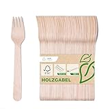 Love Nature Einwegbesteck Holzgabeln 100 Stück - Holzbesteck Einweg -...