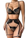 Lilosy Sexy Blumenstickerei Mesh Sheer Bügel Push Up Strumpfgürtel...