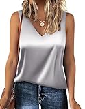 Zeagoo Sommer Damen Satin Tank Tops V Ausschnitt Seidenbluse Cami...