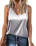 Zeagoo Damen Sommer Casual Satin Tank Tops V-Ausschnitt Ärmellose Blusen...