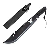 KOSxBO® Bolo Machete Messer mit Sägerücken und Kunststoffscheide o....